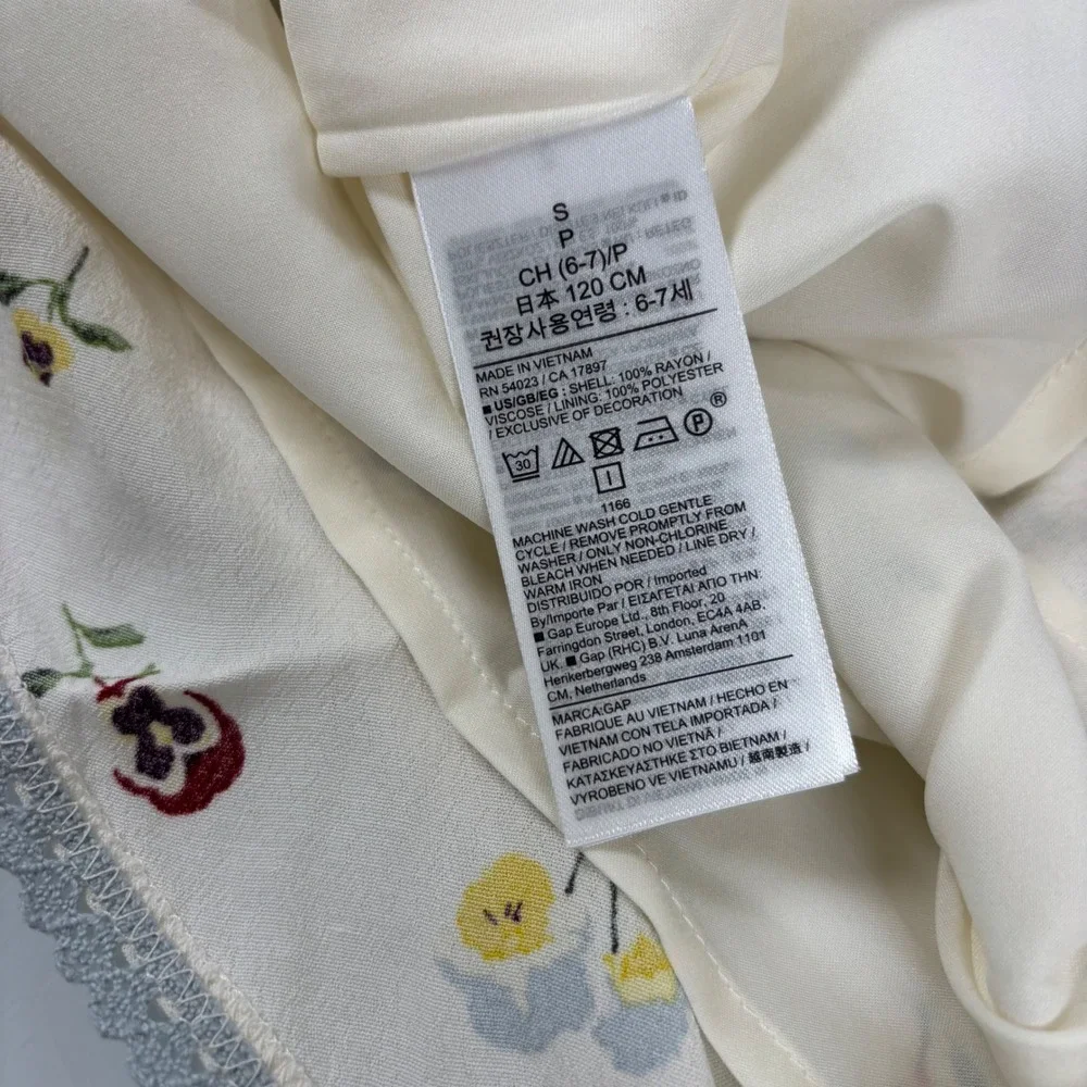 GAP x DOEN GIrls Small 6-7 White Floral Mini Skirt NWT Lace Trim Pansy Print